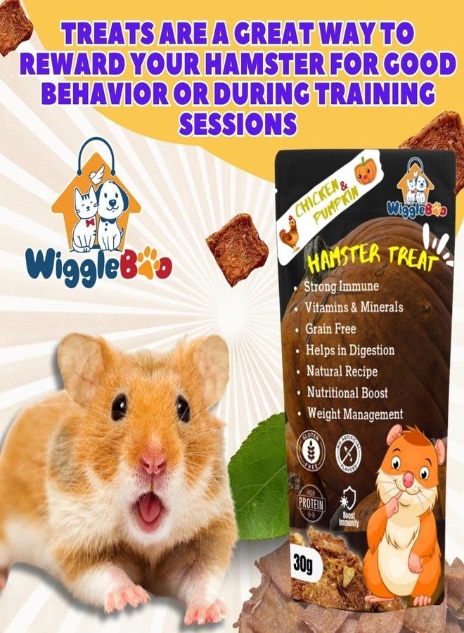 WiggleBoo Chicken & Pumpkin Hamster Treat | Protein Rich | Natural Detoxifier | for All Hamster Breed | Crunchy Food Snack (30g) - Image 4